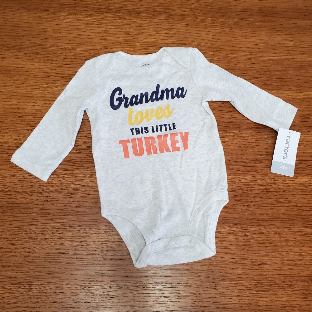 🟣 NWT Carter's Gender Neutral Little Turkey Long-Sleeve Onesie